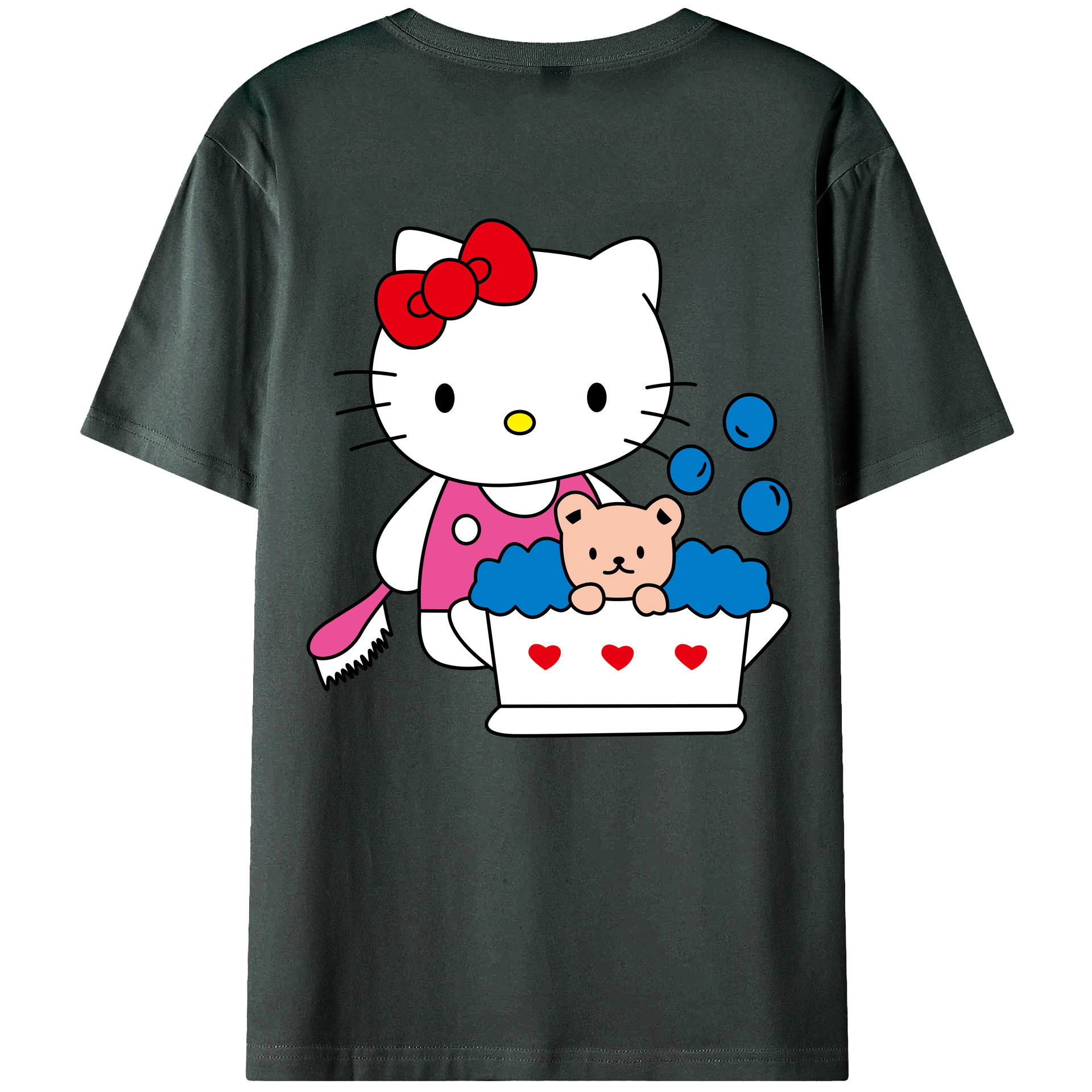（画像用） Hello Kitty ハローキティ 綿100％ メンズ半袖Tシャツ（バックプリント） 通気性